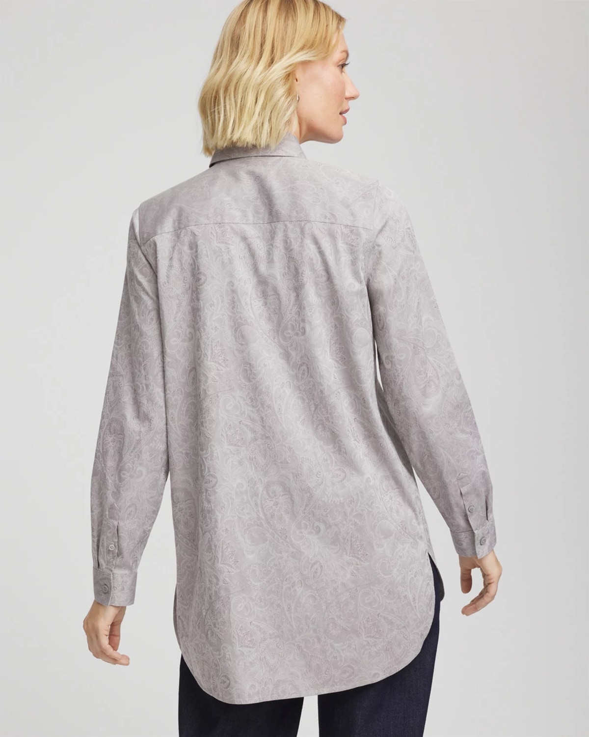 Chico's No Iron Lace Jacquard Stretch Tunic In Gray In Gray