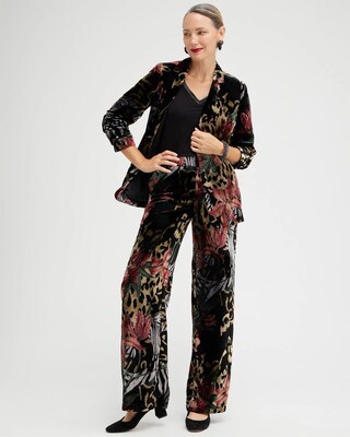 Velvet Print Wide Leg Pants