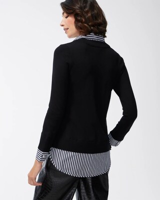 Built-In Woven Shirt Sweater