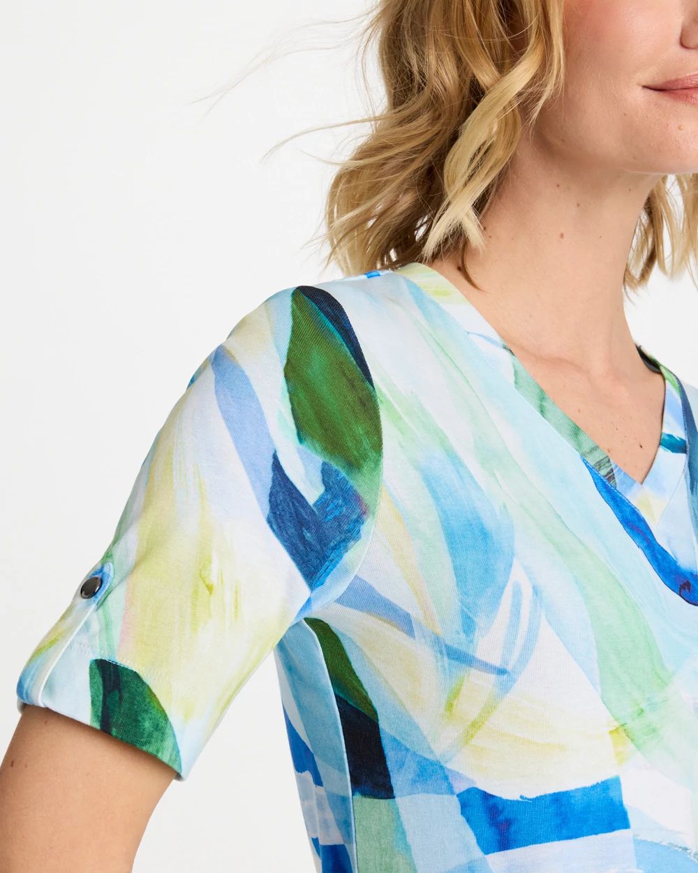 Printed Pima V-Neck Tee