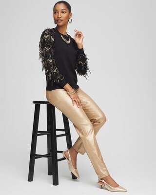 Sequin Ruffle Pullover Sweater click to view larger image.