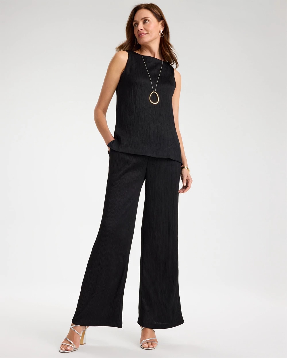 Petite Travelers™ Crinkle Satin Textured Pants