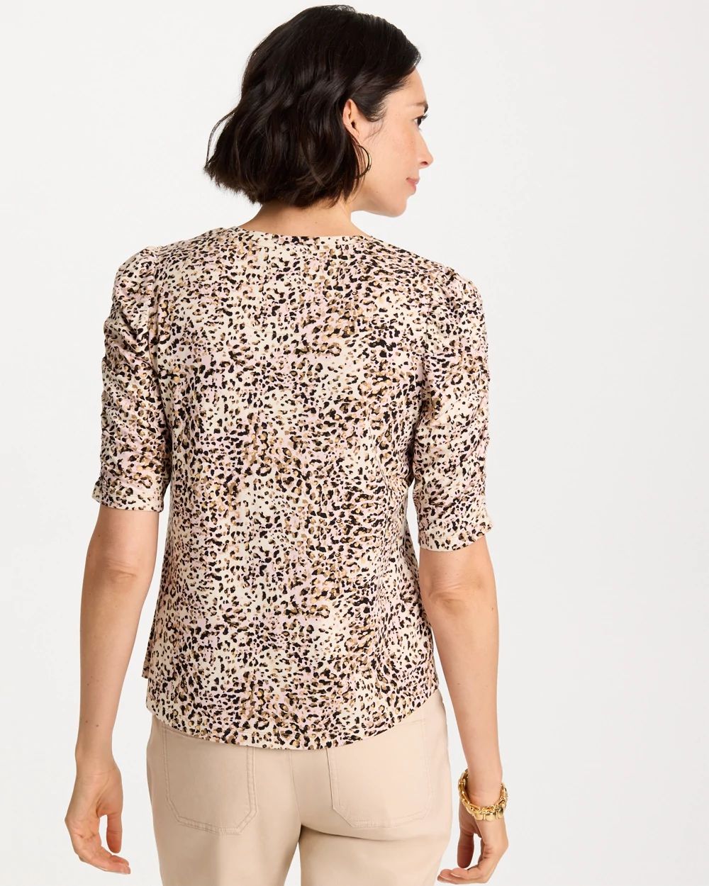 Touch of Cool™ Animal Print Shirred Tee click to view larger image.