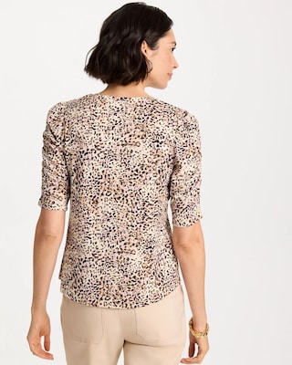 Touch of Cool™ Animal Print Shirred Tee click to view larger image.