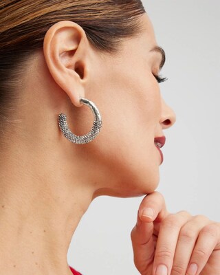 Silver Tone Pavé Hoops