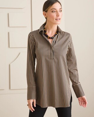 No-Iron Stretch Striped Tunic