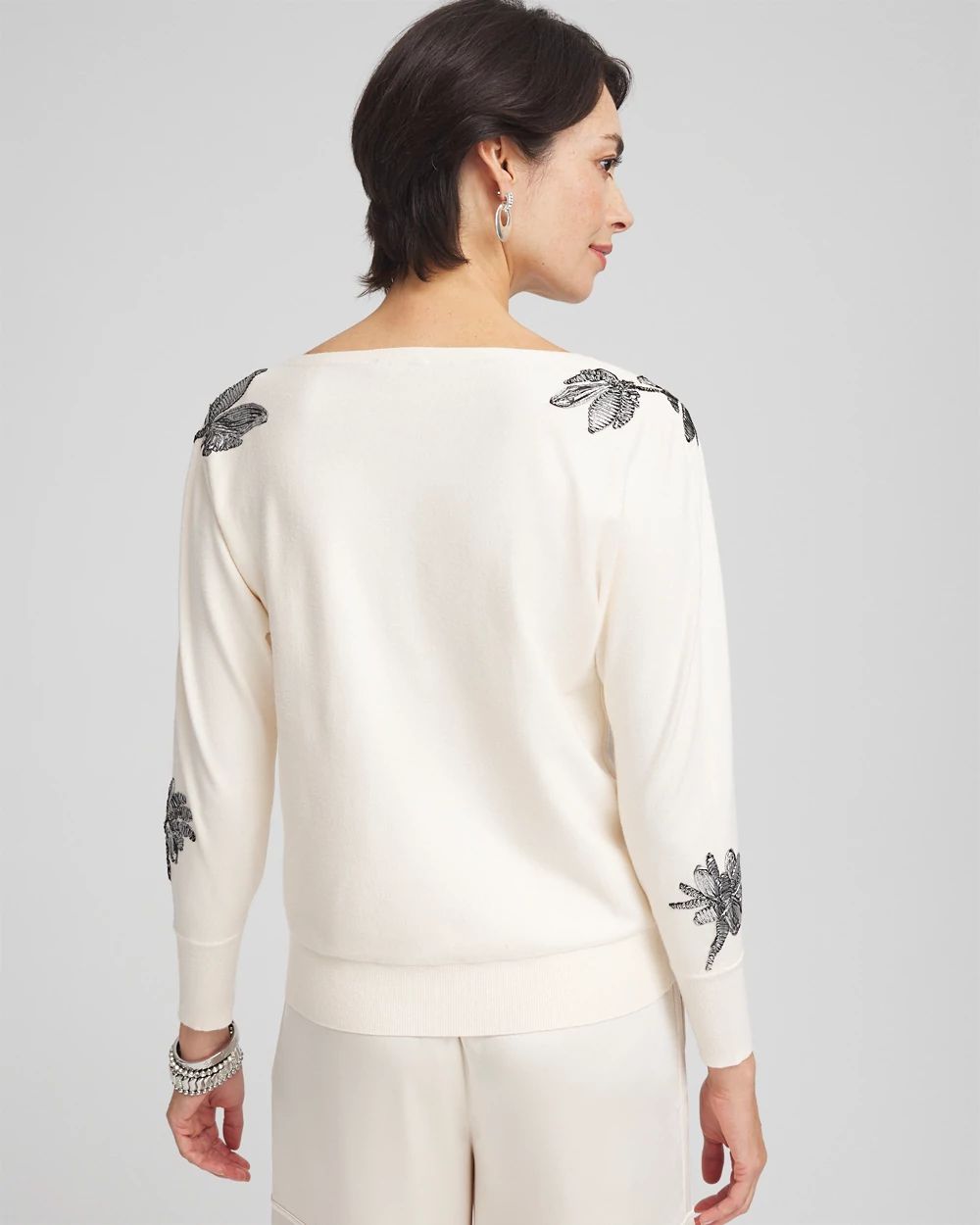 Foil Floral Dolman Sleeve Sweater