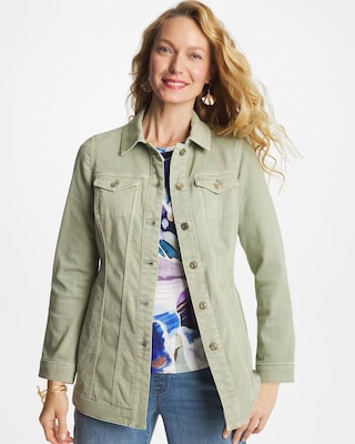 Elongated Belted Denim Jacket click to view larger image.