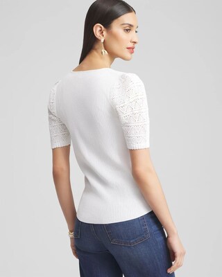 Pointelle Sleeve Pullover click to view larger image.