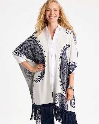 Long Knit Fringed Ruana