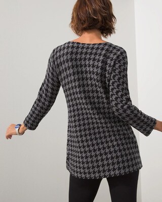 Houndstooth Double Knit Tunic Sweater