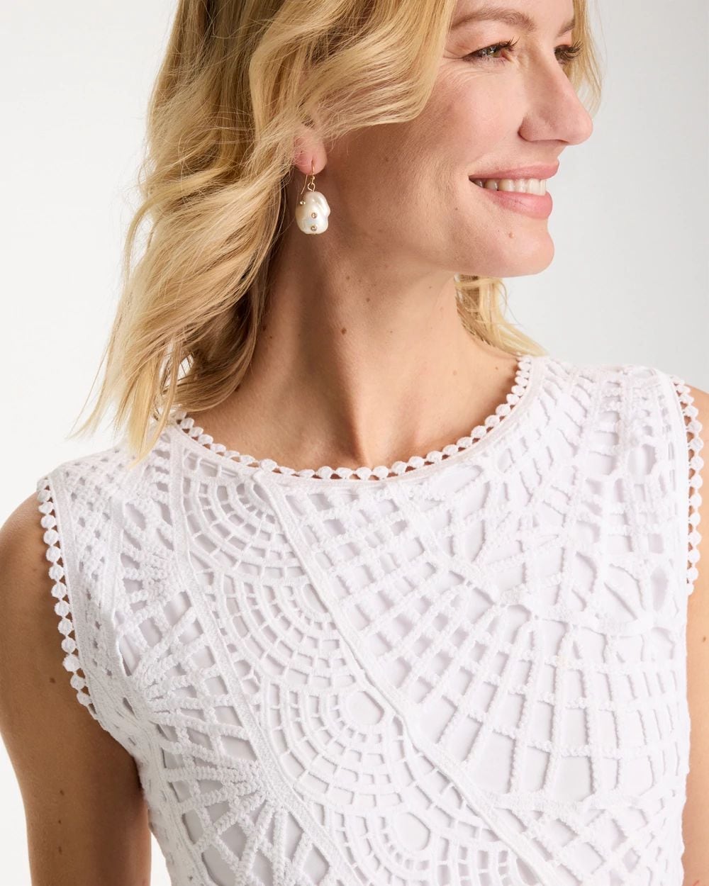 Cotton Crochet Sleeveless Tank click to view larger image.
