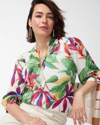 Floral Button Cuff Top