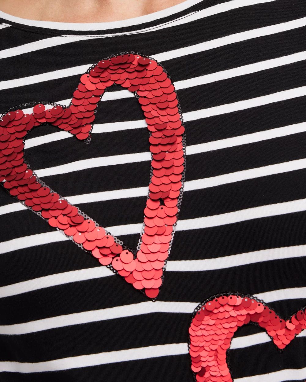 Stripe Sequin Hearts Tee click to view larger image.