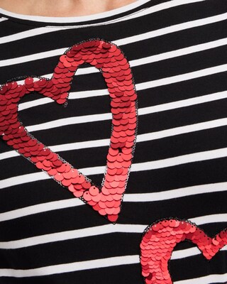 Stripe Sequin Hearts Tee click to view larger image.