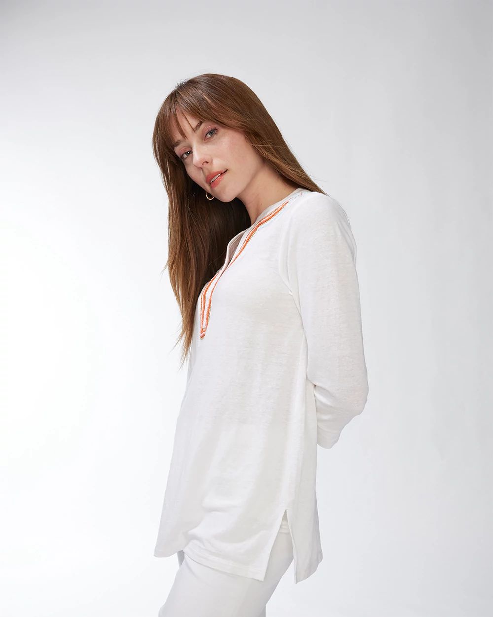 Linen-Blend Gold & Orange Tunic