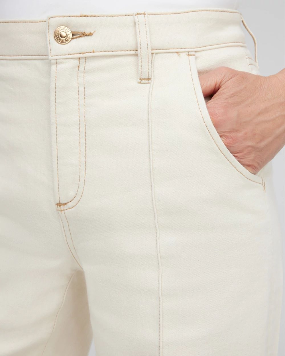 Petite Pintuck High Rise Wide Leg Jeans