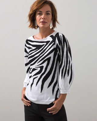 Zebra Jacquard Pullover Sweater