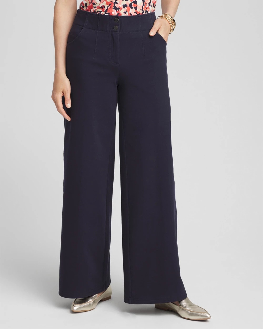 Cotton Stretch Wide Leg Pants