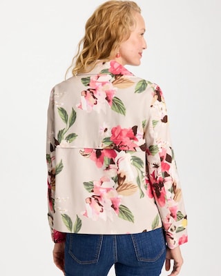 Cotton-Stretch Floral Trench Coat click to view larger image.