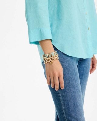 Aqua Stretch Set of Five Beaded Bracelets click to view larger image.