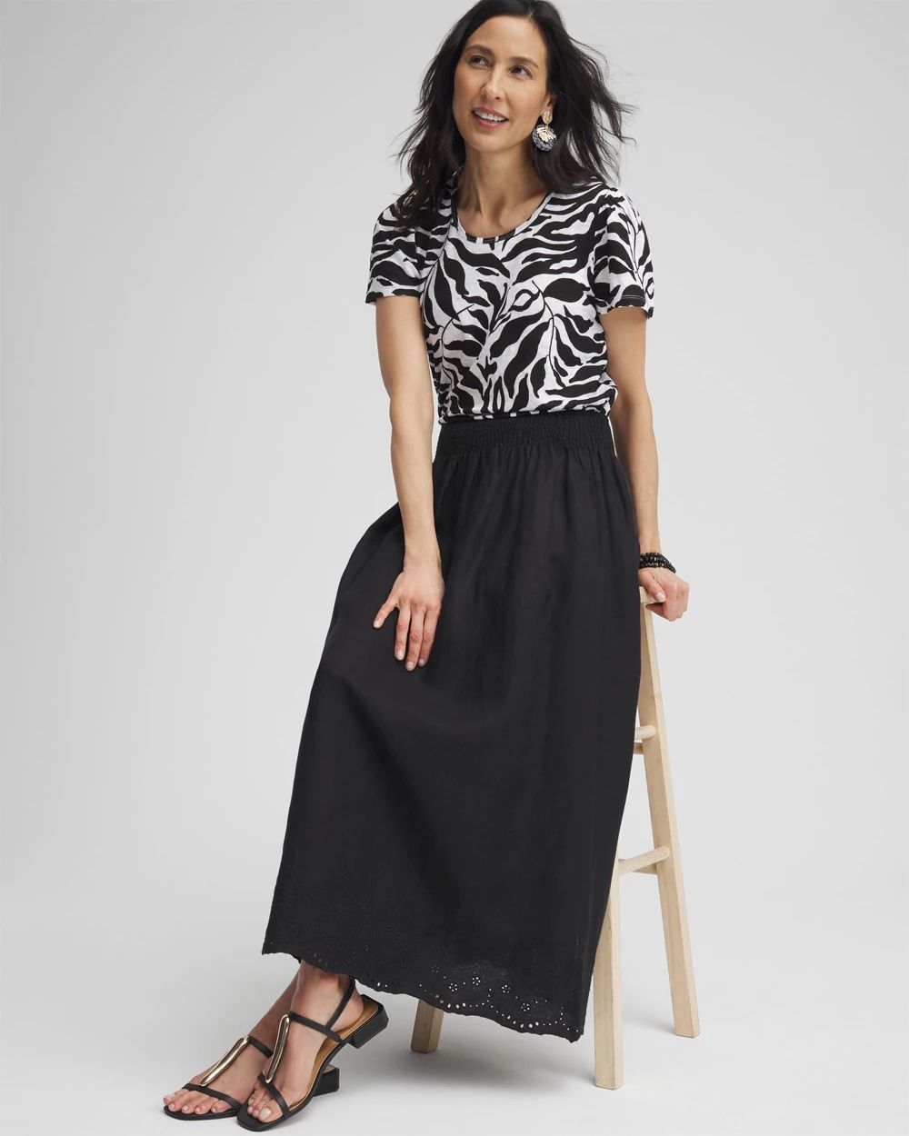 Leaves Linen Flutter Sleeve Tee