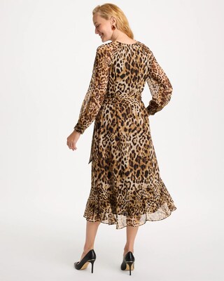 Chiffon Tie-Neck Animal Print Dress click to view larger image.