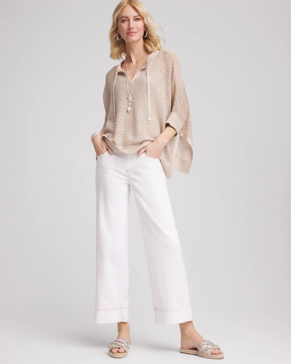 No Stain Pull-On Wide Leg Cropped Jeans