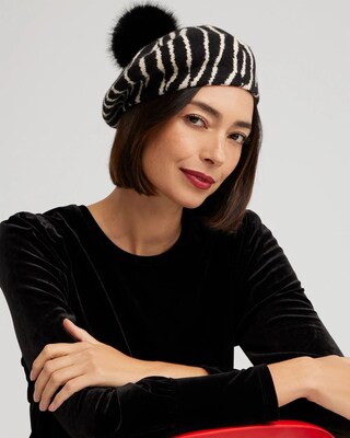 Embellished Zebra Print Beret