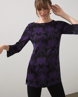 Travelers Print Bell Sleeve Tunic