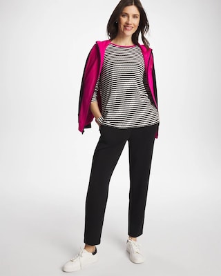 Zenergy® Striped Jacquard Contrast Pullover Top click to view larger image.