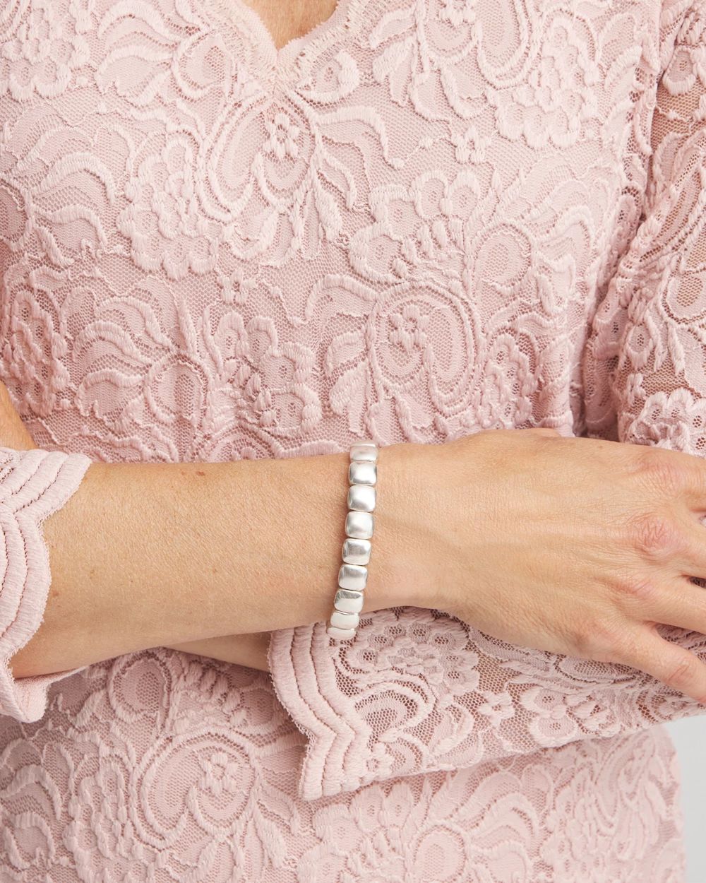 Silvertone Stretch Bracelet click to view larger image.