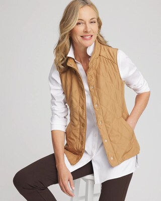 Rib Trim Quilted Vest click to view larger image.