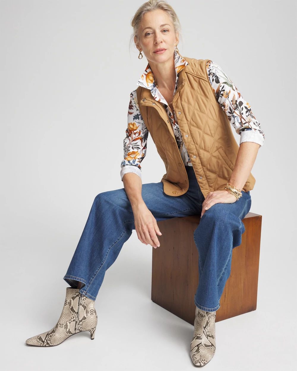 Rib Trim Quilted Vest