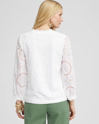 Embroidered Lace-Trim Top click to view larger image.