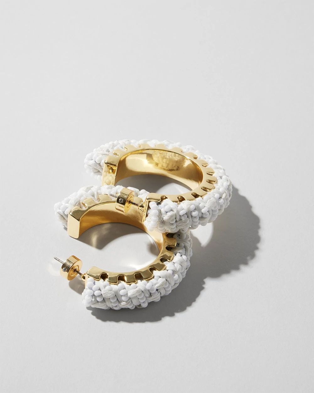 White Seed Bead Hoop Earrings