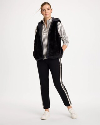 Zenergy® Striped Mockneck Fleece Pullover click to view larger image.