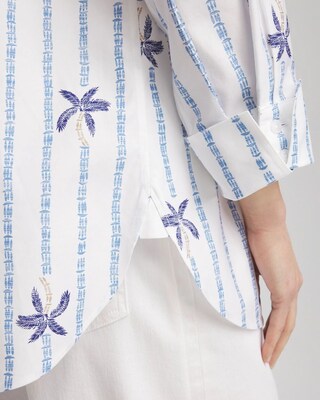 No Iron™ Palm Striped Sateen Shirt click to view larger image.