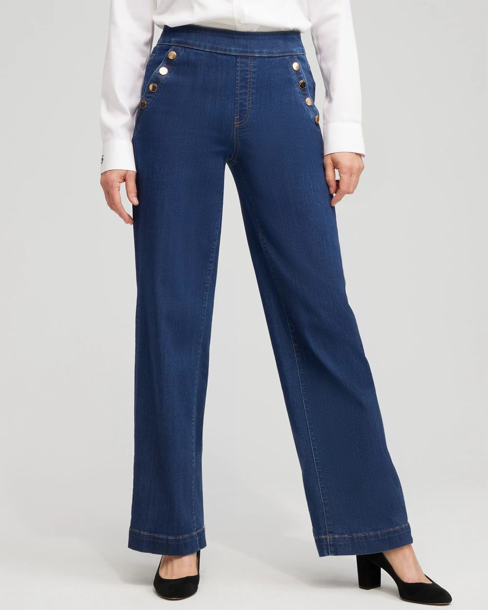 Petite Pull-on Wide Leg Jeans