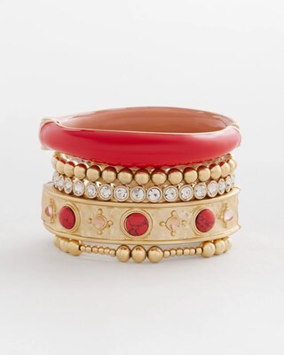 Coral Hinge Bangle Bracelet click to view larger image.