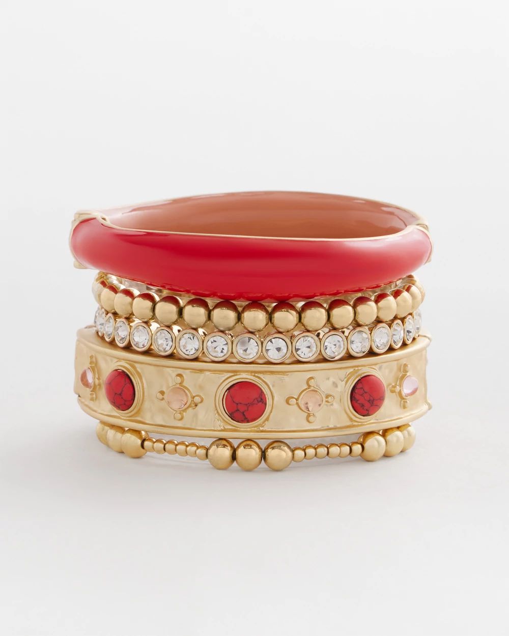 Coral Hinge Bangle Bracelet