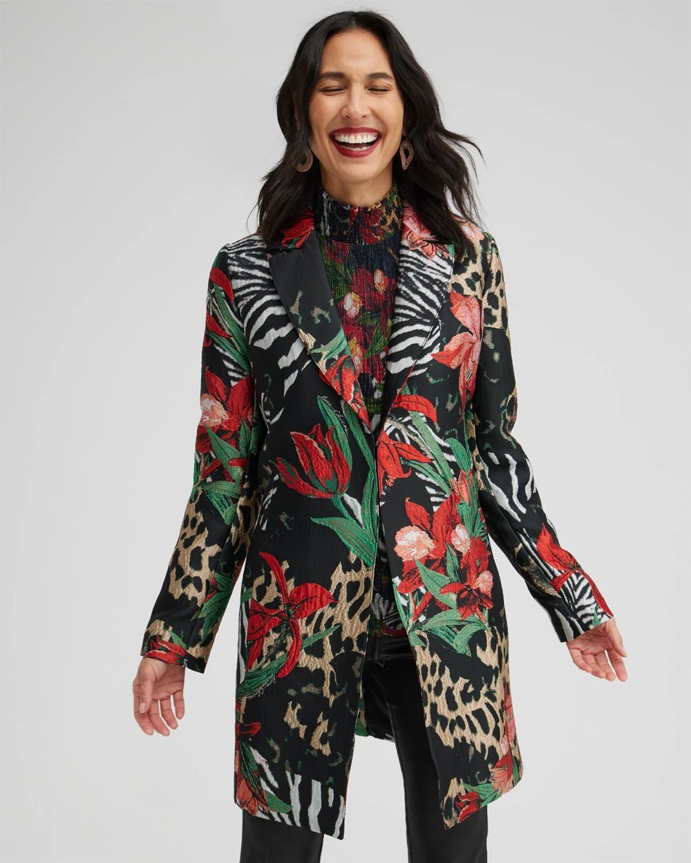 Petite Jacquard Animal Print Topper
