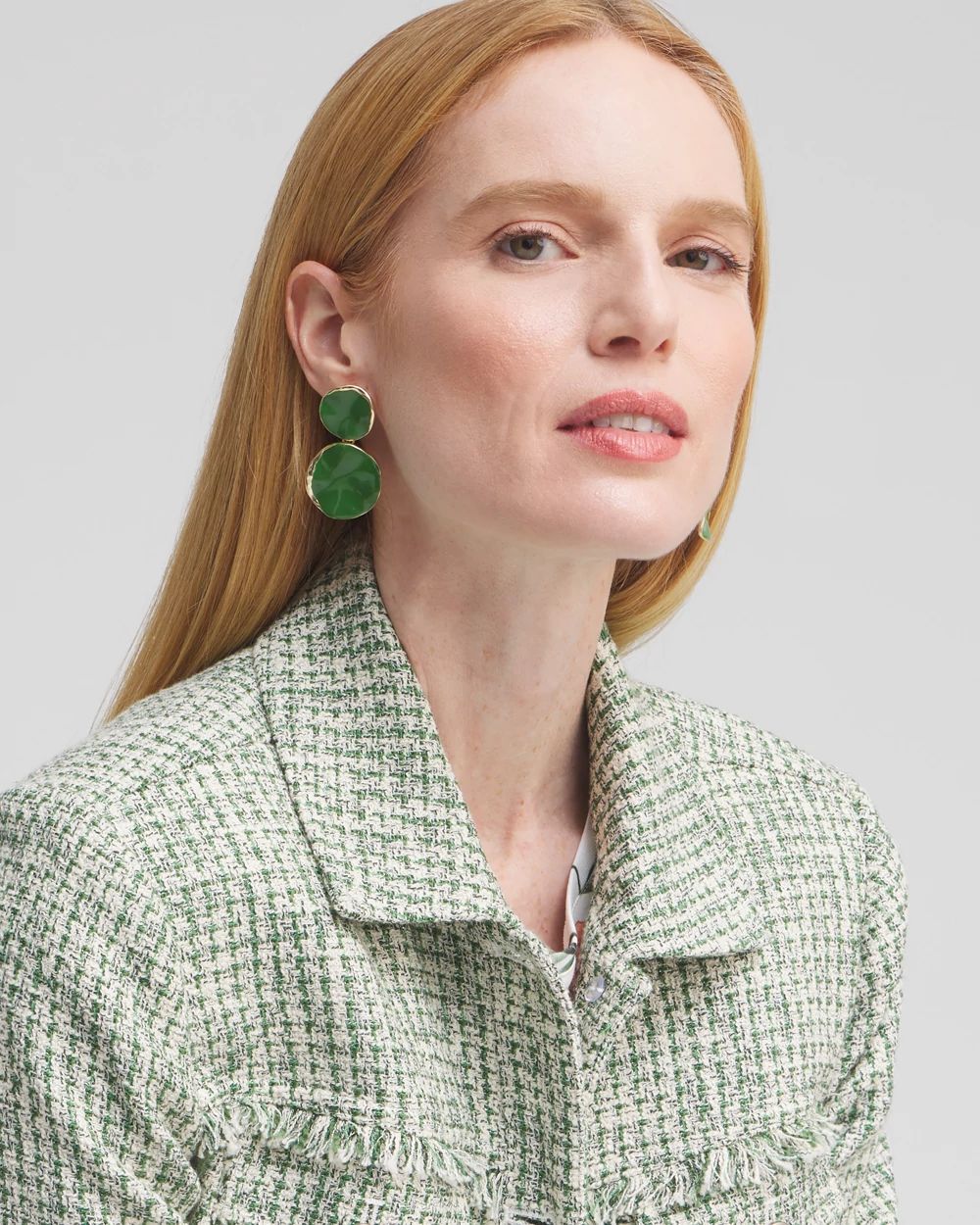 No Droop™ Green Round Drop Earrings