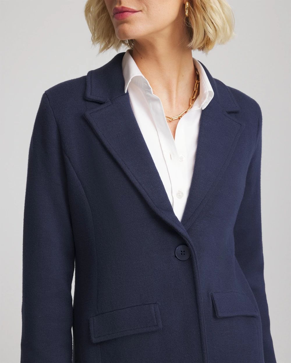 Single-Breasted Sweater Blazer