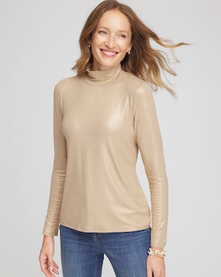 Touch of Cool™ Foil Mock Neck Layering Tee click to view larger image.