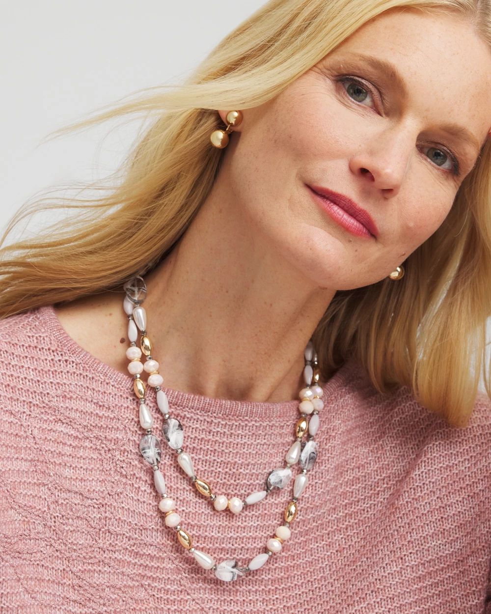 Pink Art Deco Beaded Necklace