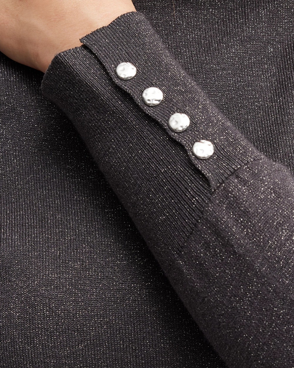 Grey Lurex Turtleneck Sweater