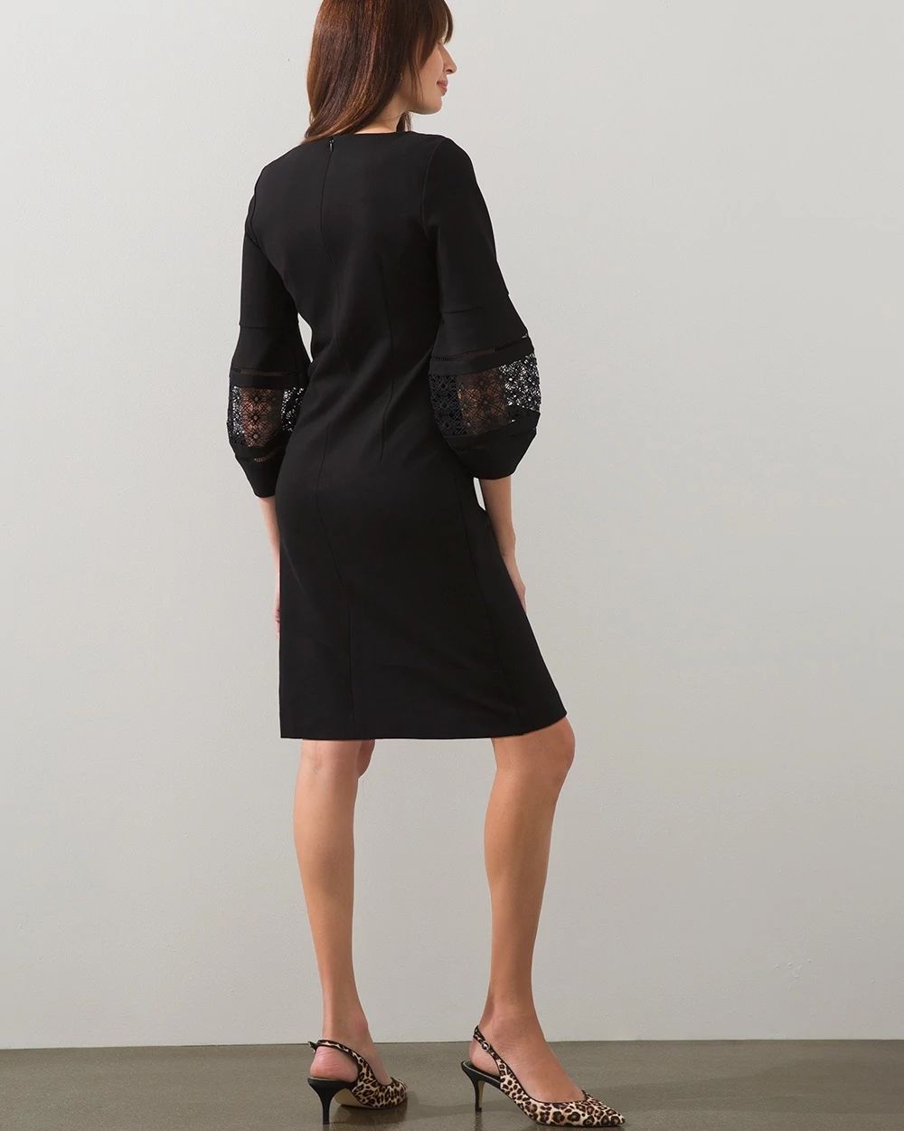 Eyelet Balloon Sleeve Ponte Dress
