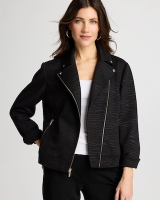 Embossed Knit Moto Jacket click to view larger image.