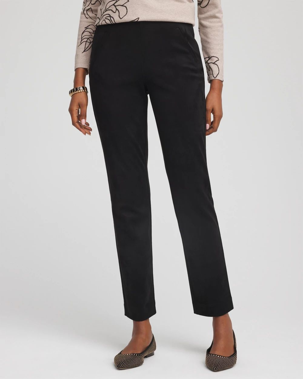 Faux Suede Juliet Slim Ankle Pants